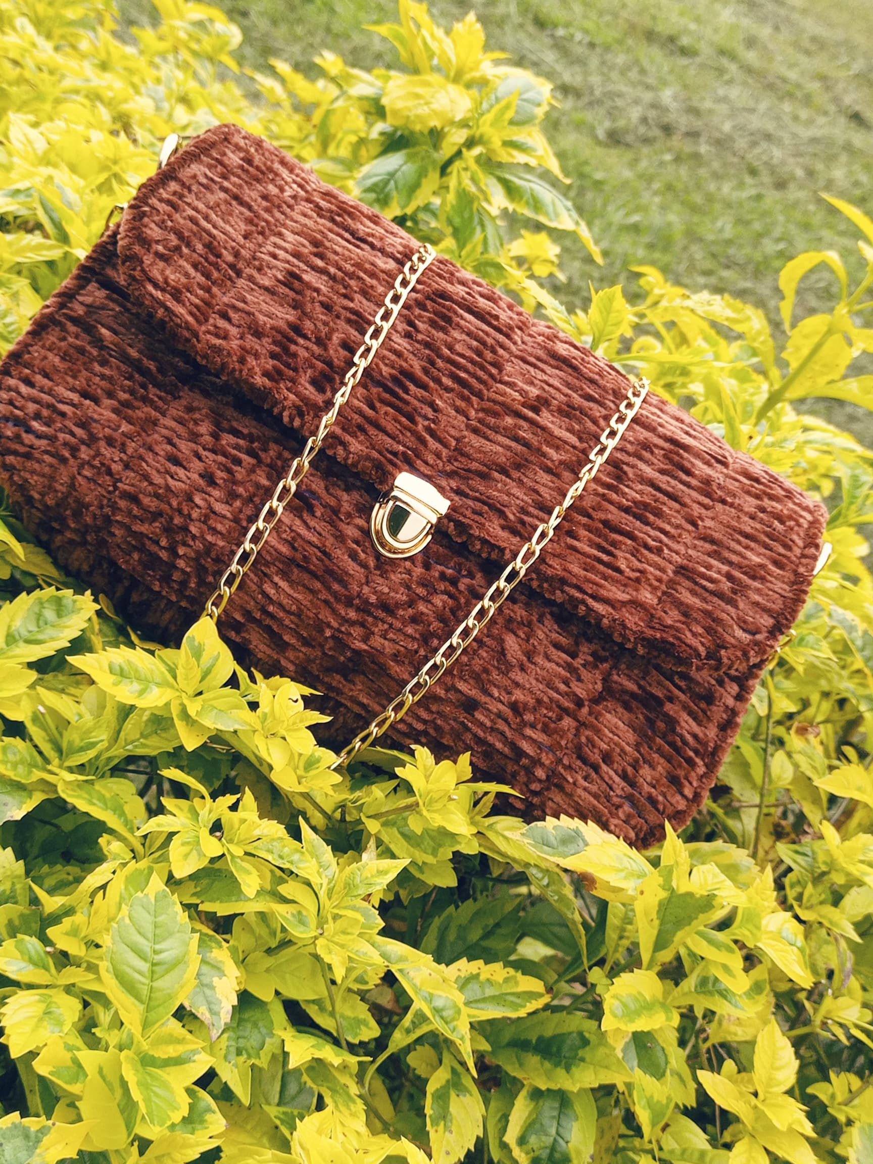 Crochet denim tote